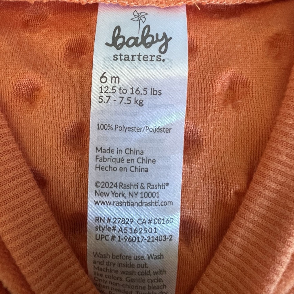 Baby Starters Shirt Pants Hat 3 Piece Set My First Halloween Long Sleeve 6M - Picture 4 of 8